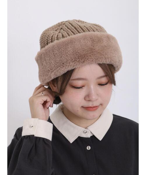 Samansa Mos2(サマンサ モスモス)の「ファーニットコンビワッチ(ハット・レディース・モカ/オフホワイト・F)」の4枚目の写真