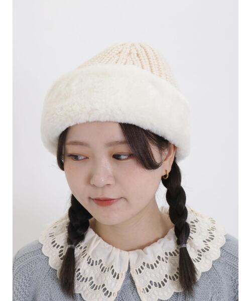 Samansa Mos2(サマンサ モスモス)の「ファーニットコンビワッチ(ハット・レディース・モカ/オフホワイト・F)」の6枚目の写真