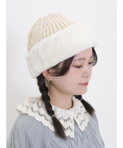 Samansa Mos2(サマンサ モスモス)の「ファーニットコンビワッチ(ハット・レディース・モカ/オフホワイト・F)」の7枚目の写真