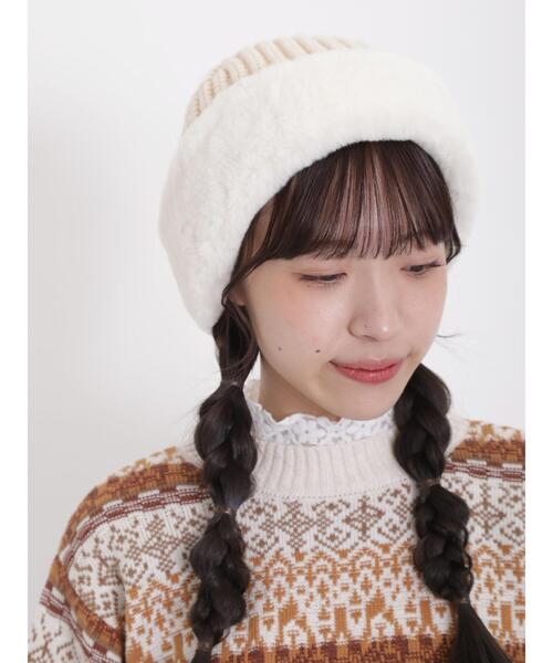 Samansa Mos2(サマンサ モスモス)の「ファーニットコンビワッチ(ハット・レディース・モカ/オフホワイト・F)」の9枚目の写真