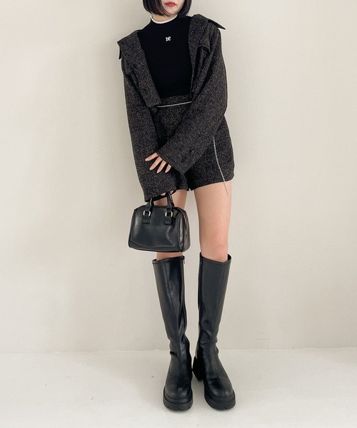 Heather（ヘザー）の「ツイードショートジャケット  100743（その他アウター・レディース・ブラック/アイボリー・FREE）」の7枚目の写真