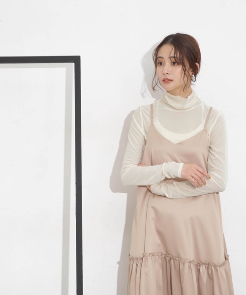 セール】シアーベロアカットタートルトップス（Tシャツ/カットソー