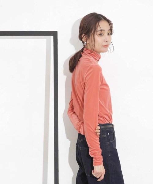 セール】シアーベロアカットタートルトップス（Tシャツ/カットソー