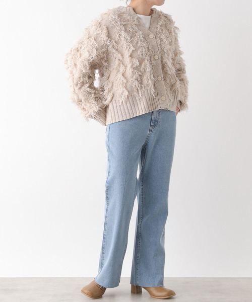 LEPSIM（レプシィム）の「5ゲージフリンジカーディガン　989463（カーディガン/ボレロ・レディース・アイボリー/ブラック・FREE）」の4枚目の写真