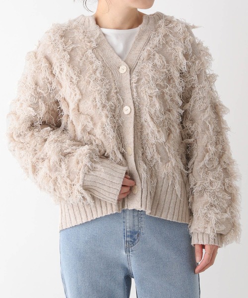 LEPSIM（レプシィム）の「5ゲージフリンジカーディガン　989463（カーディガン/ボレロ・レディース・アイボリー/ブラック・FREE）」の6枚目の写真