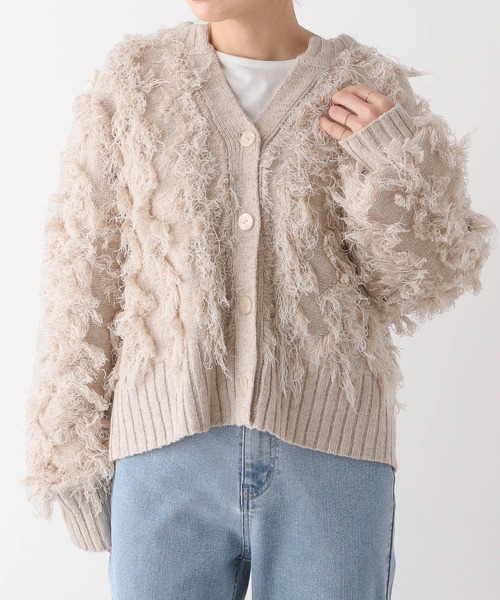 LEPSIM（レプシィム）の「5ゲージフリンジカーディガン　989463（カーディガン/ボレロ・レディース・アイボリー/ブラック・FREE）」の7枚目の写真