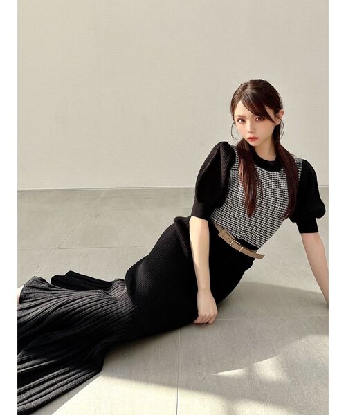 RESEXXY（リゼクシー）の「5分袖マーメイドニットワンピース（ワンピース・レディース・グリーン/モカ/ブラック・FREE）」の4枚目の写真