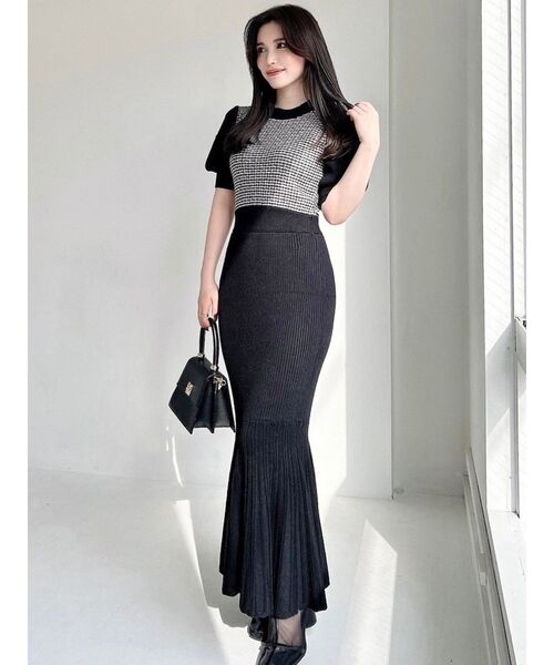 RESEXXY（リゼクシー）の「5分袖マーメイドニットワンピース（ワンピース・レディース・グリーン/モカ/ブラック・FREE）」の6枚目の写真