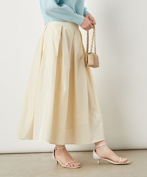 NOLLEY’S Sophi（ノーリーズソフィ）の「ウォッシャブルメモリータフタタックスカート（スカート・レディース・ネイビー/キナリ/ベビーピンク・34/38/36）」の2枚目の写真