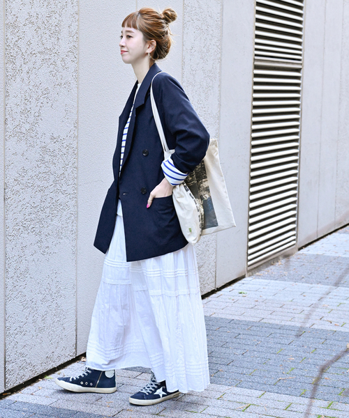 Simplicite（サンプリシテ）の「T/Rダブルボタンテーラージャケット（テーラードジャケット・レディース・ネイビー/ベージュ・FREE）」の5枚目の写真