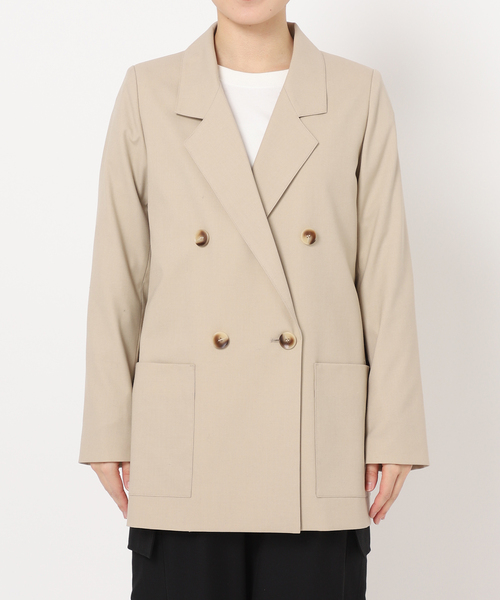 ✧美品【イレーブ】リネン100% ダブルボタンテーラードジャケット0 ベージュ Simplicite（サンプリシテ）の「T/Rダブルボタンテーラージャケット