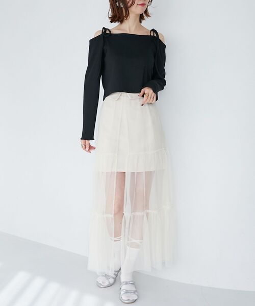 MAJESTIC LEGON(マジェスティックレゴン)の「チュールレイヤードミニスカート(スカート・レディース・ブラック/グレー/アイボリー・MEDIUM)」の21枚目の写真