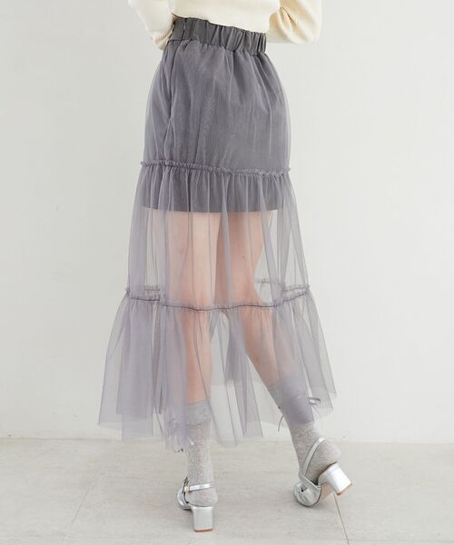 MAJESTIC LEGON(マジェスティックレゴン)の「チュールレイヤードミニスカート(スカート・レディース・ブラック/グレー/アイボリー・MEDIUM)」の10枚目の写真