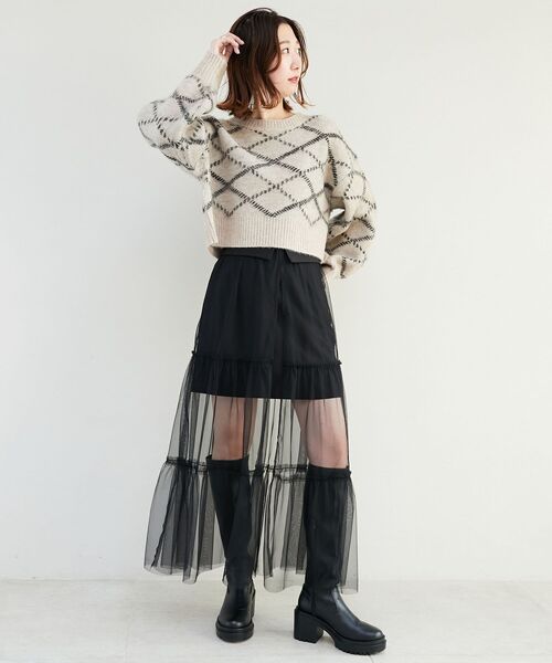 MAJESTIC LEGON(マジェスティックレゴン)の「チュールレイヤードミニスカート(スカート・レディース・ブラック/グレー/アイボリー・MEDIUM)」の11枚目の写真