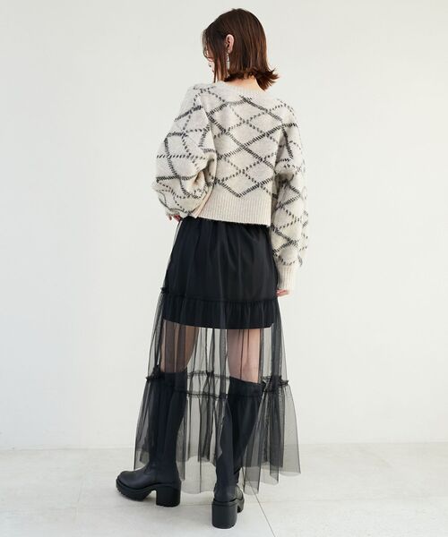MAJESTIC LEGON(マジェスティックレゴン)の「チュールレイヤードミニスカート(スカート・レディース・ブラック/グレー/アイボリー・MEDIUM)」の14枚目の写真