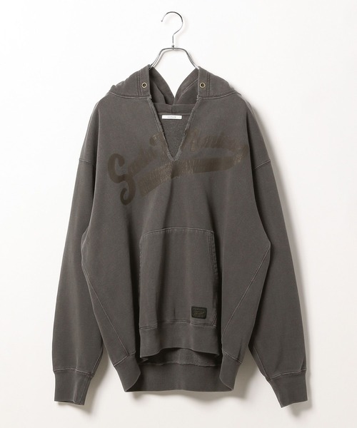 BAYFLOW(ベイフロー)の「ヴィンテージライクキーネックフーディー(パーカー・メンズ・チャコール/ピンク・MEDIUM/LARGE)」の1枚目の写真