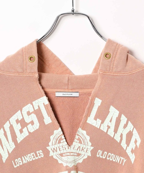 BAYFLOW(ベイフロー)の「ヴィンテージライクキーネックフーディー(パーカー・メンズ・チャコール/ピンク・MEDIUM/LARGE)」の4枚目の写真