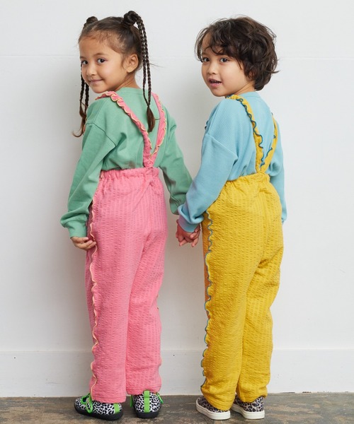 HOGAN RANCH WEAR（ホーガンランチウエア）の「ニットサッカーメロー2wayサロペット（80～120cm）（サロペット/オーバーオール・キッズ・ピンク/イエロー/チャコール・80/90/100/110/120）」の21枚目の写真