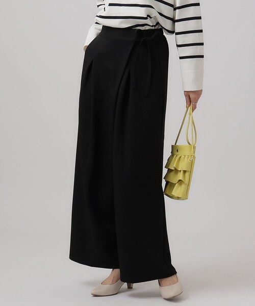 DRESKIP（ドレスキップ）の「◆サイドリボンがアクセント ラップ風ワイドパンツ（その他パンツ・レディース・ブルー/ブラック/カーキ・02/03/04）」の2枚目の写真