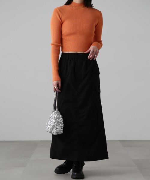 FREE'S MART（フリーズマート）の「ハイネックショート丈リブニット（ニット/セーター・レディース・オレンジ/ブルー/ホワイト/ブラック・FREE）」の9枚目の写真