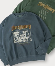 ピグメント加工ロックテイストスウェット/バックプリント/ビッグシルエット