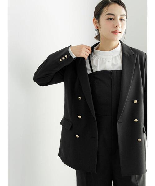 Te chichi（テチチ）の「【セレモニーアイテム】金釦ダブルブレストテーラードジャケット（セットアップ可）（ノーカラージャケット・レディース・ブラック/オフホワイト・F）」の8枚目の写真