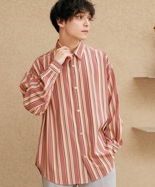 RAGEBLUE(レイジブルー)の「マルチストライプ/ドレープルーズシャツ(シャツ/ブラウス・メンズ・オレンジ/ブルー/ホワイト・MEDIUM/LARGE)」の3枚目の写真