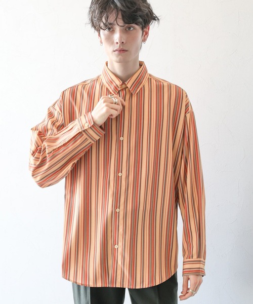 RAGEBLUE(レイジブルー)の「マルチストライプ/ドレープルーズシャツ(シャツ/ブラウス・メンズ・オレンジ/ブルー/ホワイト・MEDIUM/LARGE)」の8枚目の写真