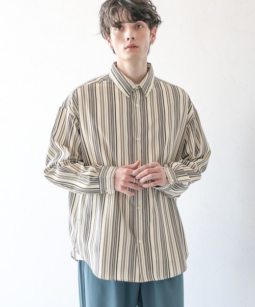 RAGEBLUE(レイジブルー)の「マルチストライプ/ドレープルーズシャツ(シャツ/ブラウス・メンズ・オレンジ/ブルー/ホワイト・MEDIUM/LARGE)」の12枚目の写真