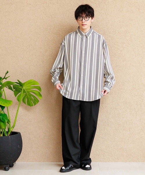 RAGEBLUE(レイジブルー)の「マルチストライプ/ドレープルーズシャツ(シャツ/ブラウス・メンズ・オレンジ/ブルー/ホワイト・MEDIUM/LARGE)」の4枚目の写真