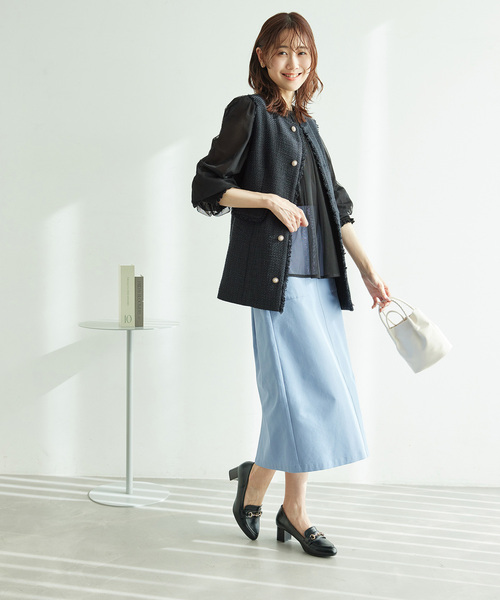 ROPE' / ロペ コットンシルク丸胴フライスカップ付き半袖カットソー セール】コットンシルク丸胴フライスカップ付き半袖カットソー