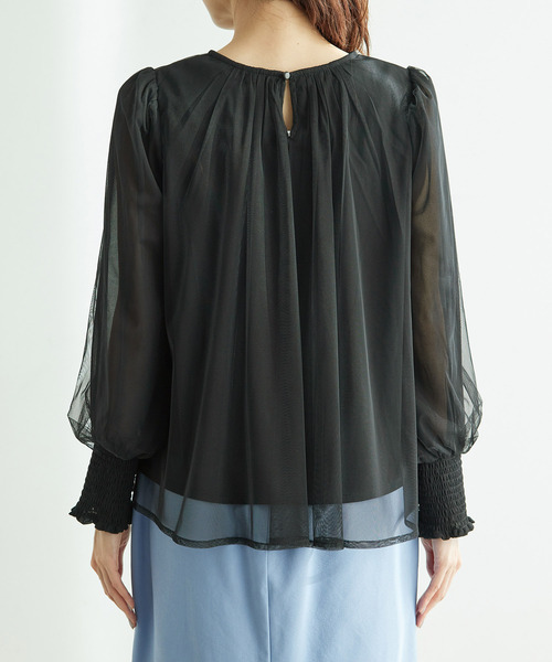 ROPE' PICNIC（ロペピクニック）の「長袖チュールカットトップス（Tシャツ/カットソー・レディース・ブラック/オフホワイト・38）」の14枚目の写真