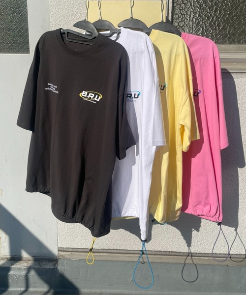 B.R.U（ブル）の「【B.R.Uロゴ】プリント刺繍ストリング半袖（Tシャツ/カットソー・メンズ・チャコールグレー/ホワイト/ピンク/イエロー・FREE）」の13枚目の写真