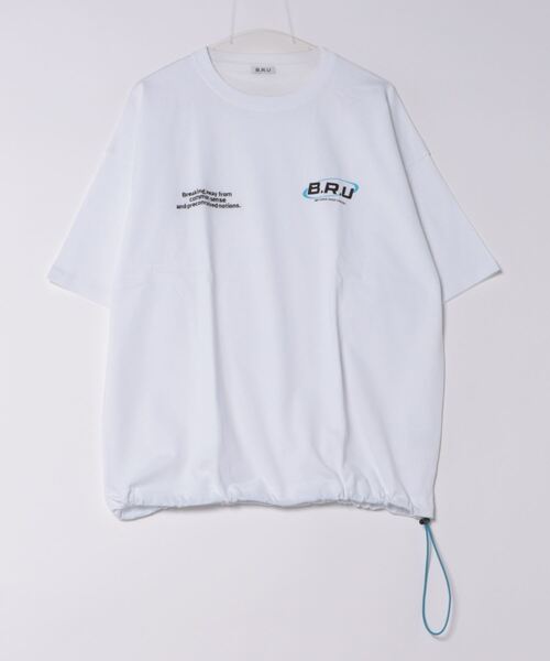 B.R.U（ブル）の「【B.R.Uロゴ】プリント刺繍ストリング半袖（Tシャツ/カットソー・メンズ・チャコールグレー/ホワイト/ピンク/イエロー・FREE）」の8枚目の写真