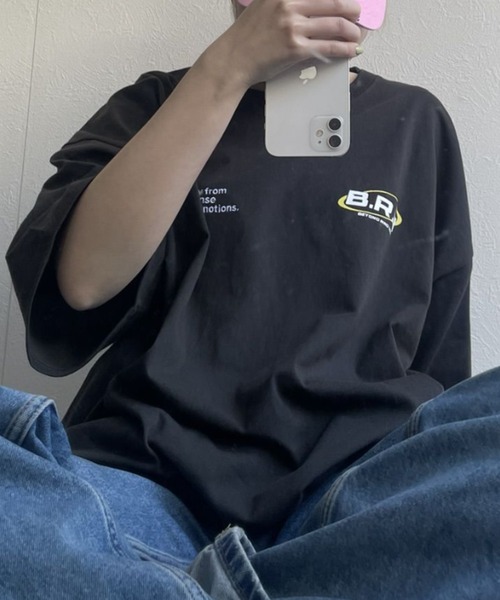 B.R.U（ブル）の「【B.R.Uロゴ】プリント刺繍ストリング半袖（Tシャツ/カットソー・メンズ・チャコールグレー/ホワイト/ピンク/イエロー・FREE）」の7枚目の写真