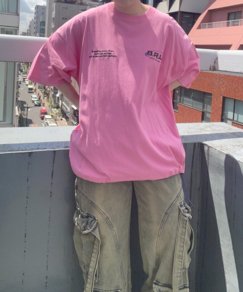 B.R.U(ブル)の「プリント刺繍ストリング半袖(Tシャツ/カットソー・メンズ・チャコールグレー/ホワイト/ピンク/イエロー・FREE)」の16枚目の写真