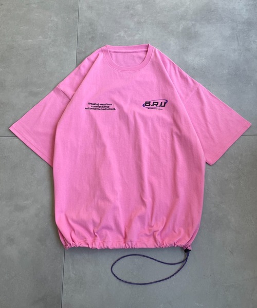 B.R.U(ブル)の「プリント刺繍ストリング半袖(Tシャツ/カットソー・メンズ・チャコールグレー/ホワイト/ピンク/イエロー・FREE)」の14枚目の写真
