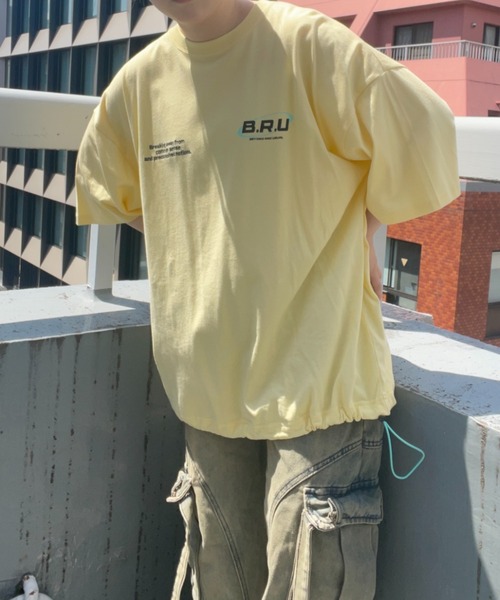 B.R.U(ブル)の「プリント刺繍ストリング半袖(Tシャツ/カットソー・メンズ・チャコールグレー/ホワイト/ピンク/イエロー・FREE)」の20枚目の写真