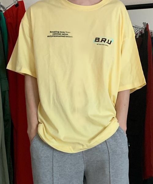 B.R.U(ブル)の「プリント刺繍ストリング半袖(Tシャツ/カットソー・メンズ・チャコールグレー/ホワイト/ピンク/イエロー・FREE)」の22枚目の写真