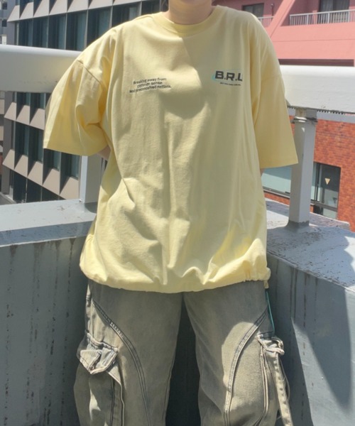 B.R.U(ブル)の「プリント刺繍ストリング半袖(Tシャツ/カットソー・メンズ・チャコールグレー/ホワイト/ピンク/イエロー・FREE)」の19枚目の写真