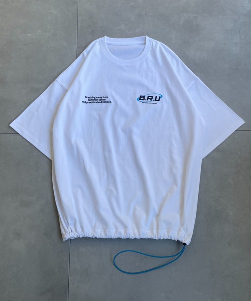 B.R.U(ブル)の「プリント刺繍ストリング半袖(Tシャツ/カットソー・メンズ・チャコールグレー/ホワイト/ピンク/イエロー・FREE)」の18枚目の写真