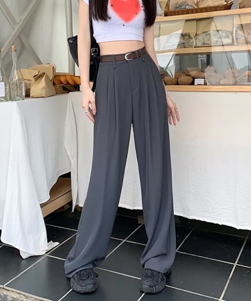 SEN TOKYO(セントーキョー)の「穿きやすさと美脚効果。セミワイドスラックスパンツ(スラックス・レディース・グレー/ブラック・L/M)」の11枚目の写真