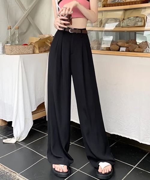 SEN TOKYO(セントーキョー)の「穿きやすさと美脚効果。セミワイドスラックスパンツ(スラックス・レディース・グレー/ブラック・L/M)」の5枚目の写真