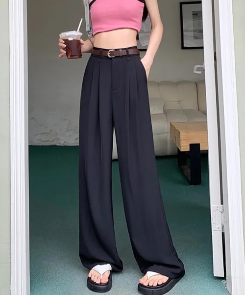 SEN TOKYO(セントーキョー)の「穿きやすさと美脚効果。セミワイドスラックスパンツ(スラックス・レディース・グレー/ブラック・L/M)」の6枚目の写真