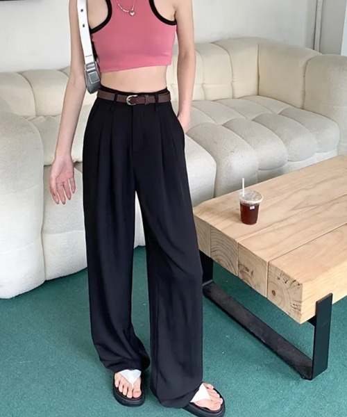 SEN TOKYO(セントーキョー)の「穿きやすさと美脚効果。セミワイドスラックスパンツ(スラックス・レディース・グレー/ブラック・L/M)」の7枚目の写真