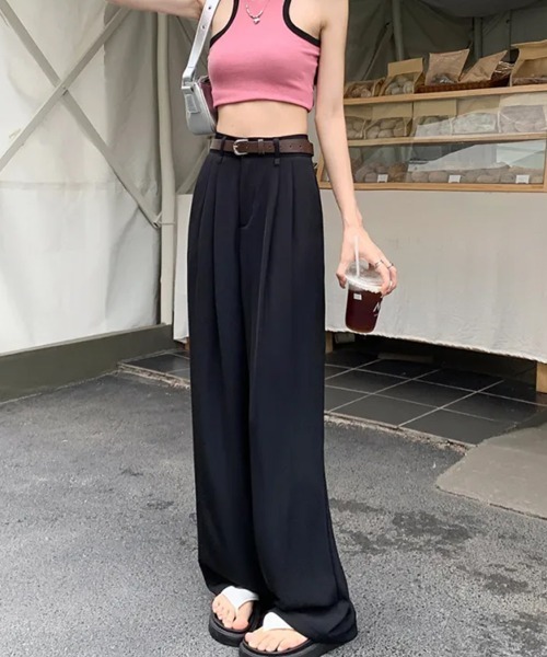 SEN TOKYO(セントーキョー)の「穿きやすさと美脚効果。セミワイドスラックスパンツ(スラックス・レディース・グレー/ブラック・L/M)」の8枚目の写真