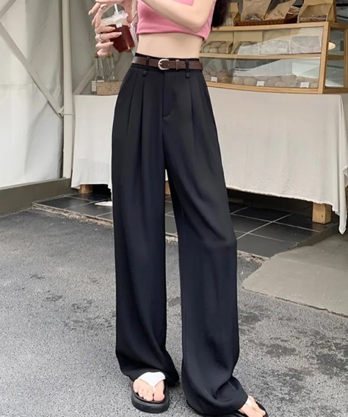 SEN TOKYO(セントーキョー)の「穿きやすさと美脚効果。セミワイドスラックスパンツ(スラックス・レディース・グレー/ブラック・L/M)」の9枚目の写真