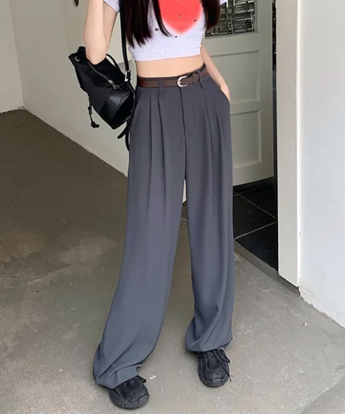 SEN TOKYO(セントーキョー)の「穿きやすさと美脚効果。セミワイドスラックスパンツ(スラックス・レディース・グレー/ブラック・L/M)」の12枚目の写真