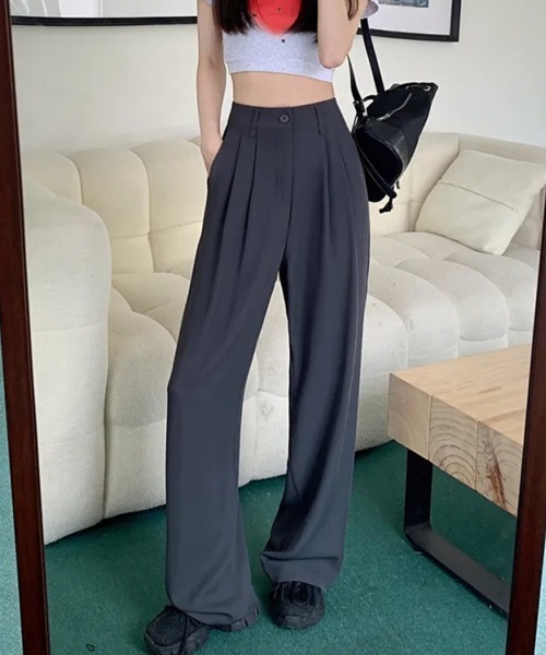 SEN TOKYO(セントーキョー)の「穿きやすさと美脚効果。セミワイドスラックスパンツ(スラックス・レディース・グレー/ブラック・L/M)」の14枚目の写真