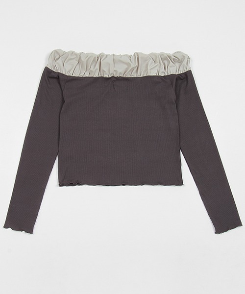 petit main LIEN(プティマインリアン)の「【LADIES】バルーン衿ロンT(Tシャツ/カットソー・レディース・チャコール/オフホワイト/ブラック・FREE)」の5枚目の写真